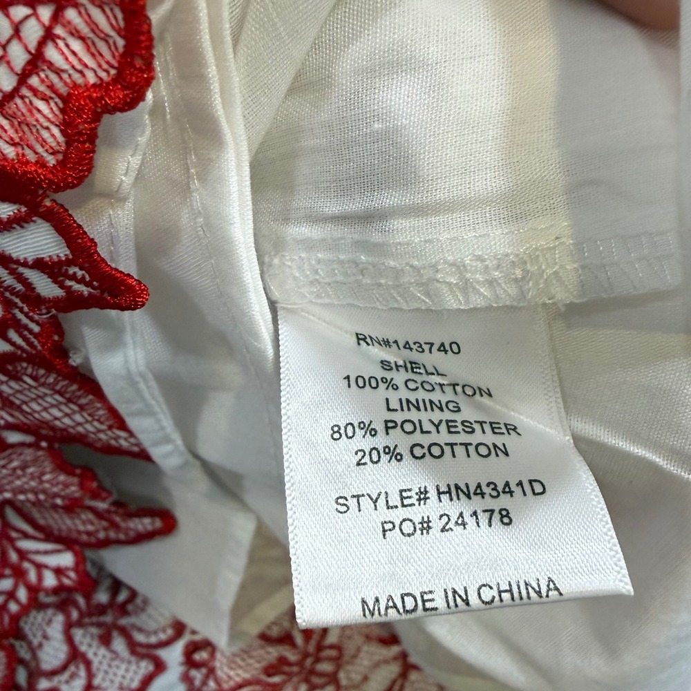 Hyacinth House Eliza Mini Dress White Red Embroidery Smocked Ruffle Neck NWT M - Picture 14 of 16